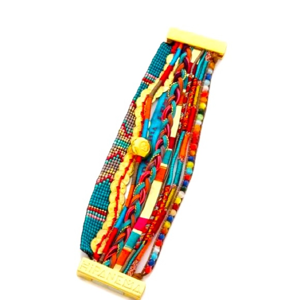 HIPANEMA. NWT. Cuff-Bracelet in Layered, Patterned and Multi-Color Wear